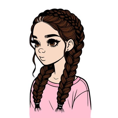 realistic girl with braids