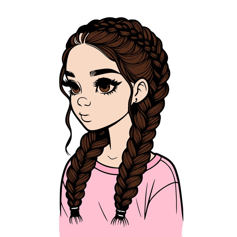 realistic girl with braids