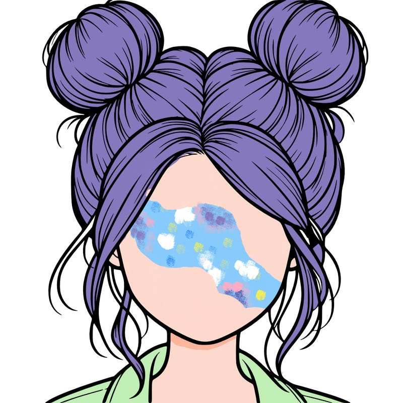 realistic girl with buns on the top of her hair