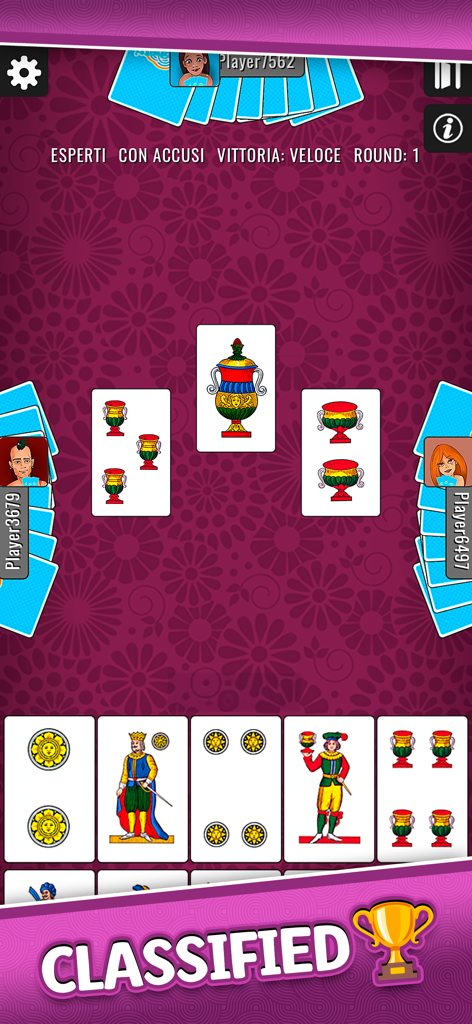 Tressette Più - Card Games - Gameplay of Tressette Piu showing an online multiplayer match with traditional Italian regional cards