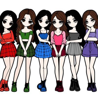 a group of girls realistic