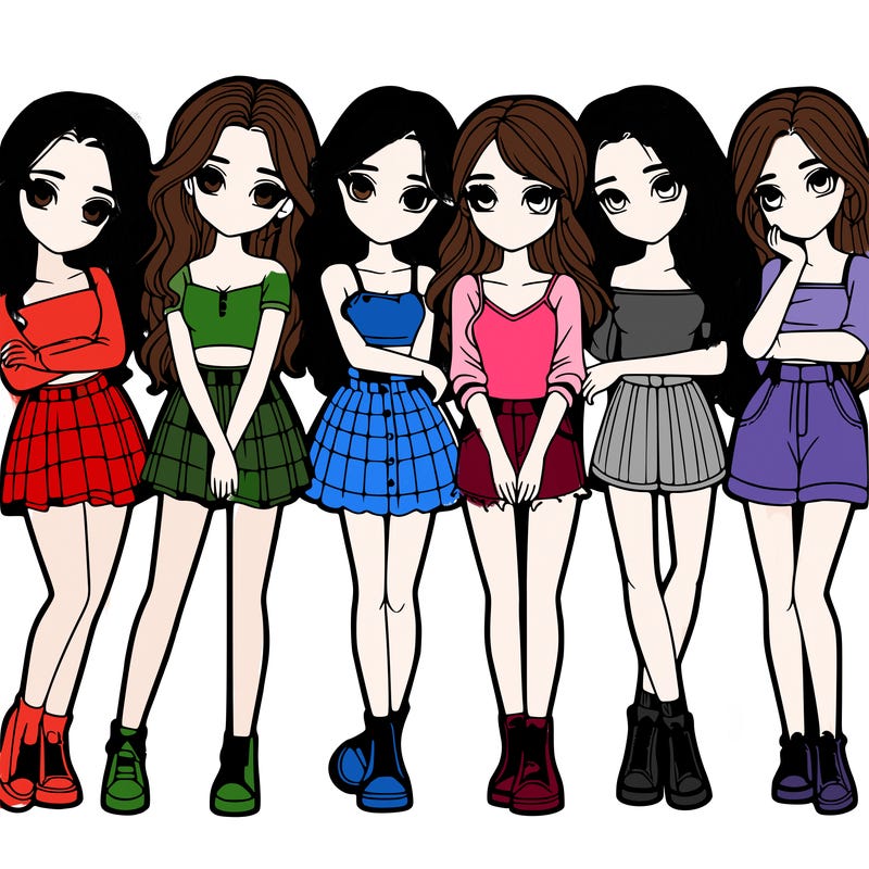 a group of girls realistic