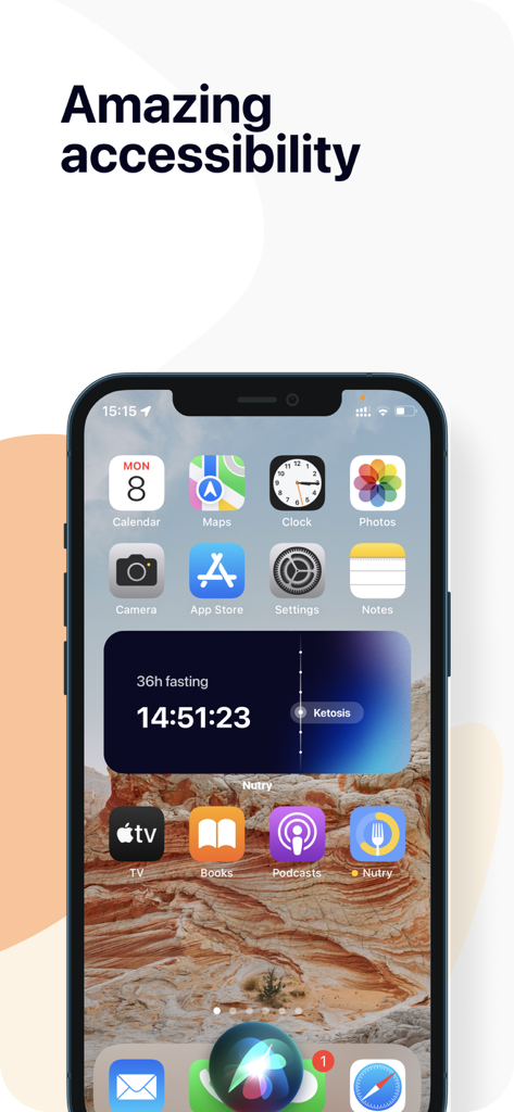 Intermittent Fasting Tracker! - Widget de jejum intermitente Nutry em uma tela de iPhone mostrando o temporizador de jejum e o estágio de cetose