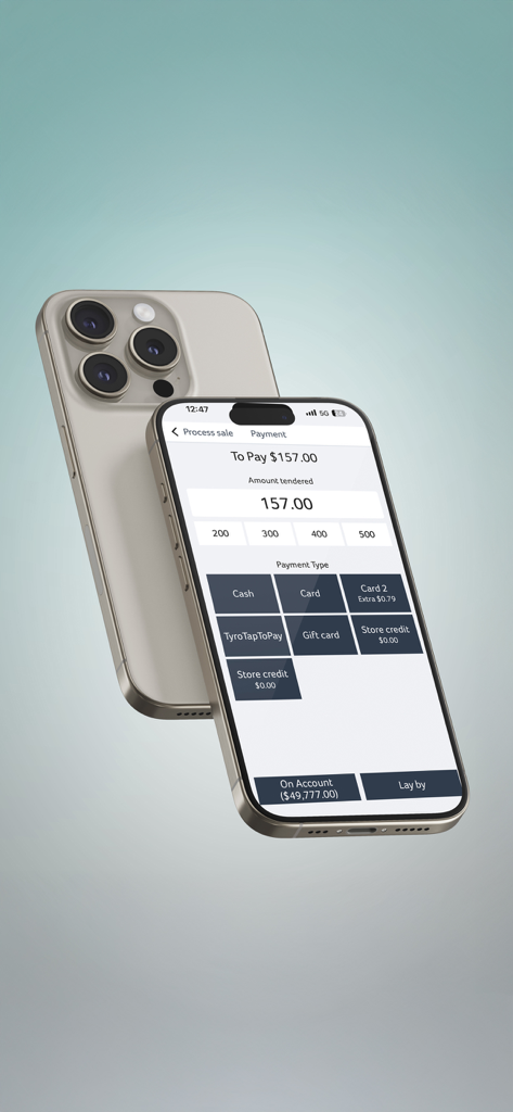 Hike Retail POS - Mobile payment screen of Hike Retail POS app on an iPhone showing various payment options.