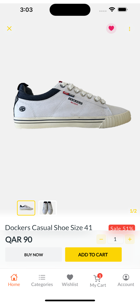 Brands Outlet - Shopping App - Brands Outlet app product page showing a Dockers casual shoe with a discount
