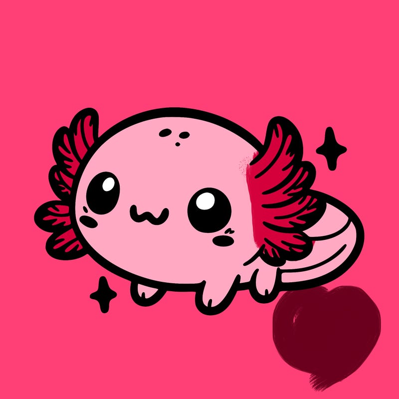 cute easy baby axolotl