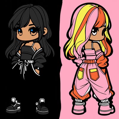 girl in crop top and baggy pants