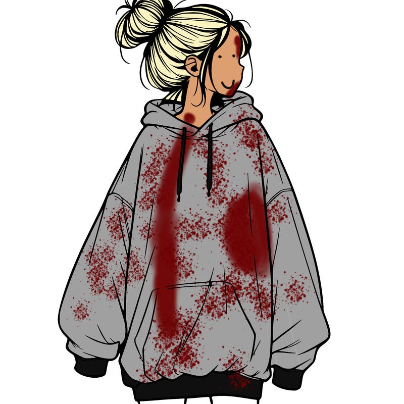 realistic girl with a oversized sweatshirt on and a bun