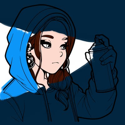 a realistic girl, spray painting