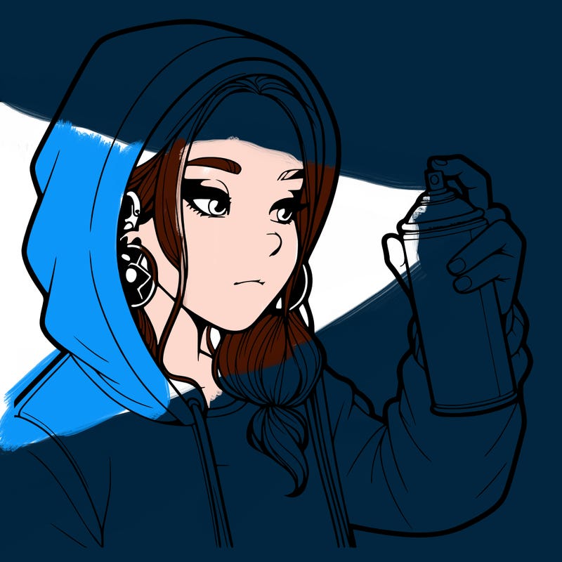 a realistic girl, spray painting