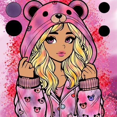 realistic girl in a animal pjs hoodie