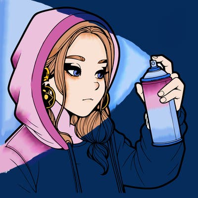 a realistic girl, spray painting