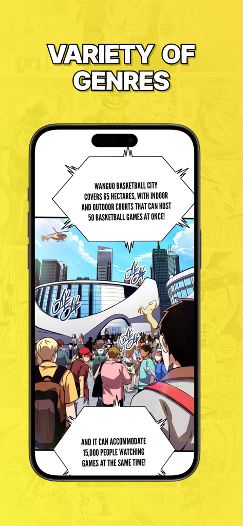 A mobile phone showing a sports manga chapter within the Manga Man app interface.