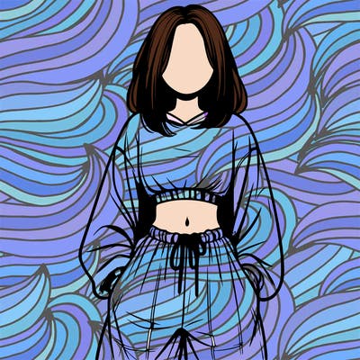 realistic girl faceless with baggy pants and a crop top