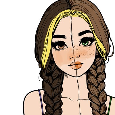 realistic girl with braids