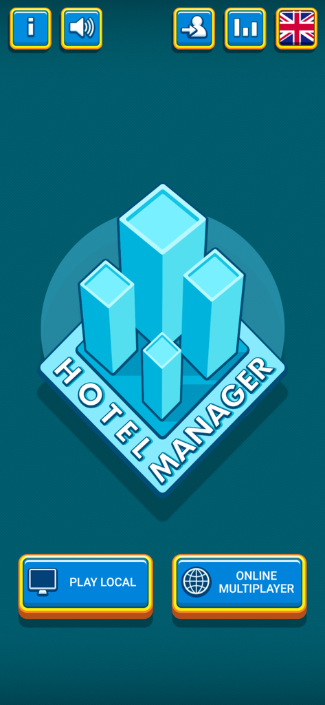 Hotel Manager Multiplayer - Menú principal del juego Hotel Manager Multiplayer que muestra opciones para juego local y en línea