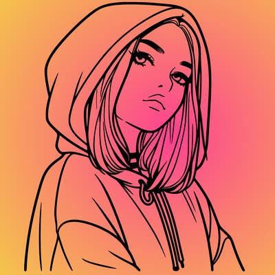 a realistic girl in a hoodie