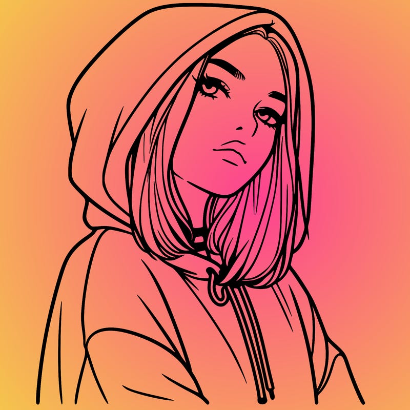a realistic girl in a hoodie