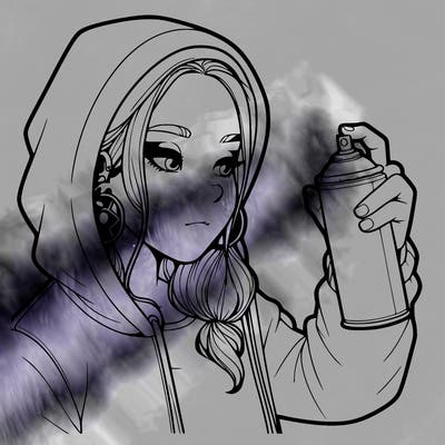 a realistic girl, spray painting