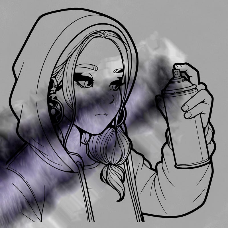 a realistic girl, spray painting