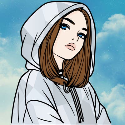 a realistic girl in a hoodie