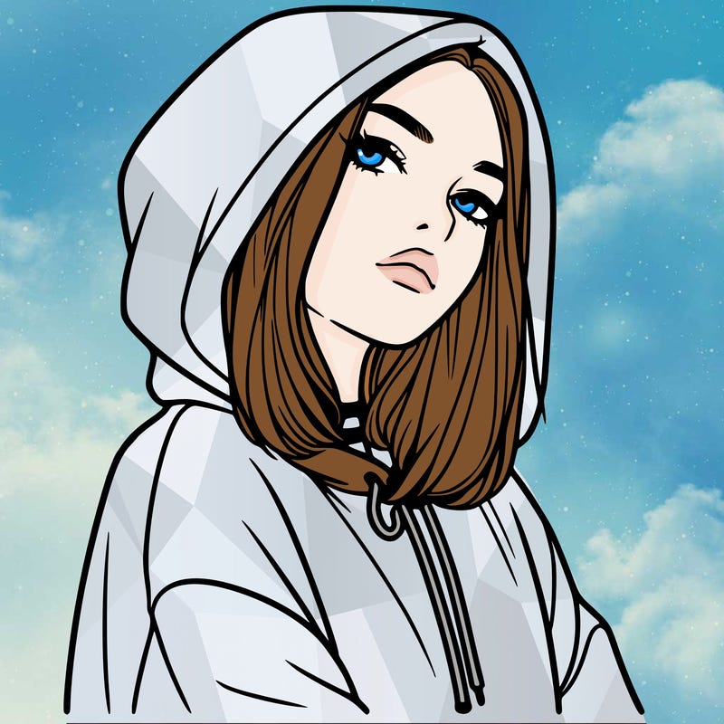 a realistic girl in a hoodie