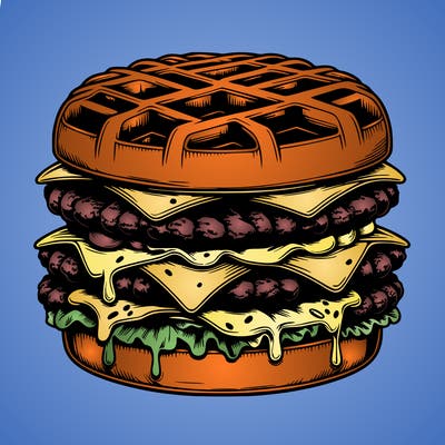 realistic waffle burger