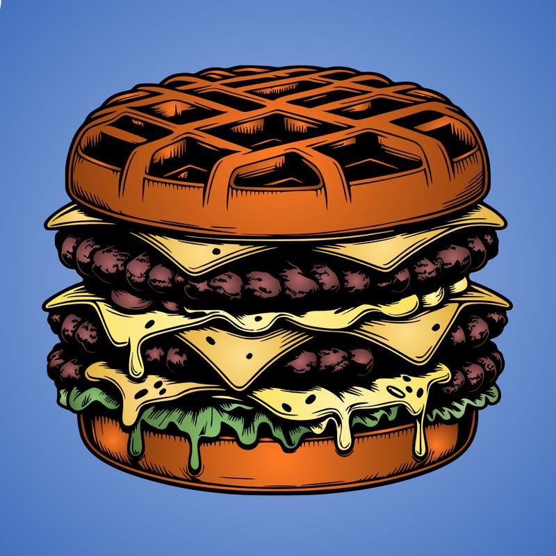 realistic waffle burger
