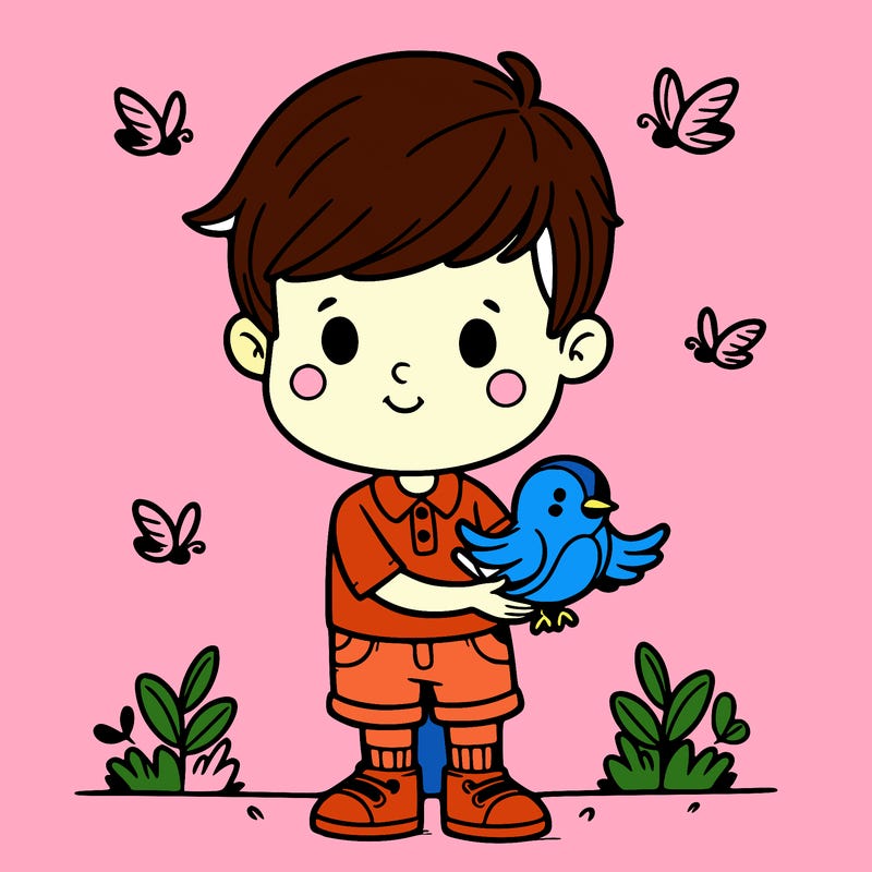 boy with a bird in his hand