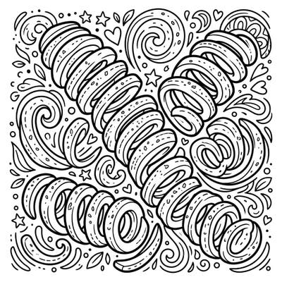 Dive into a delicious coloring experience with our fun Seasoned Curly Fries page, perfectly designed for kids! This playful template is packed with whimsical details, ready for a burst of your favorite colors.