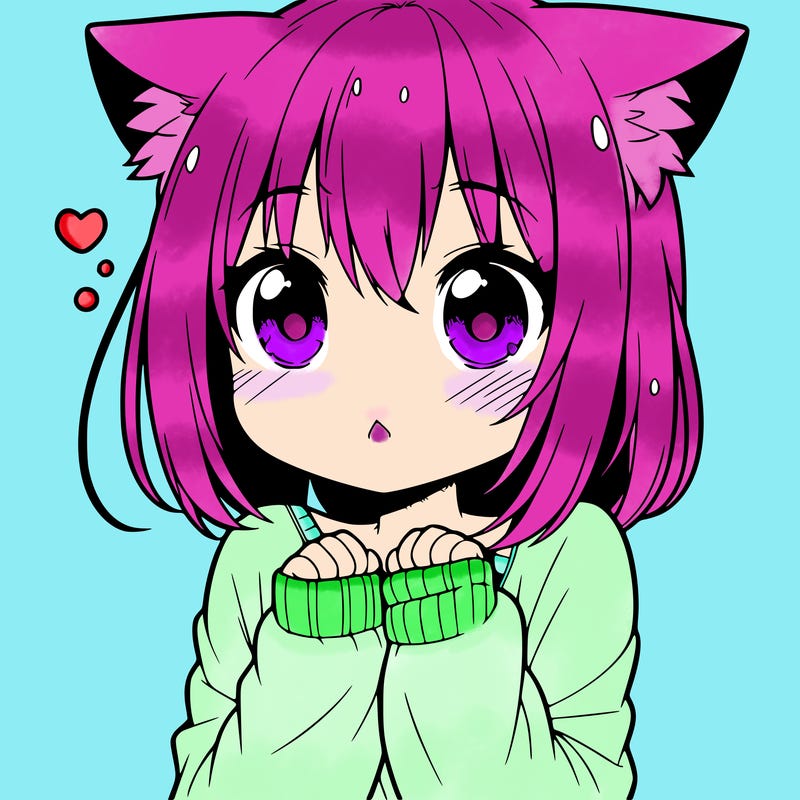 shy anime catgirl