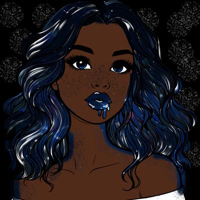 realistic girl with wavy hair and lips