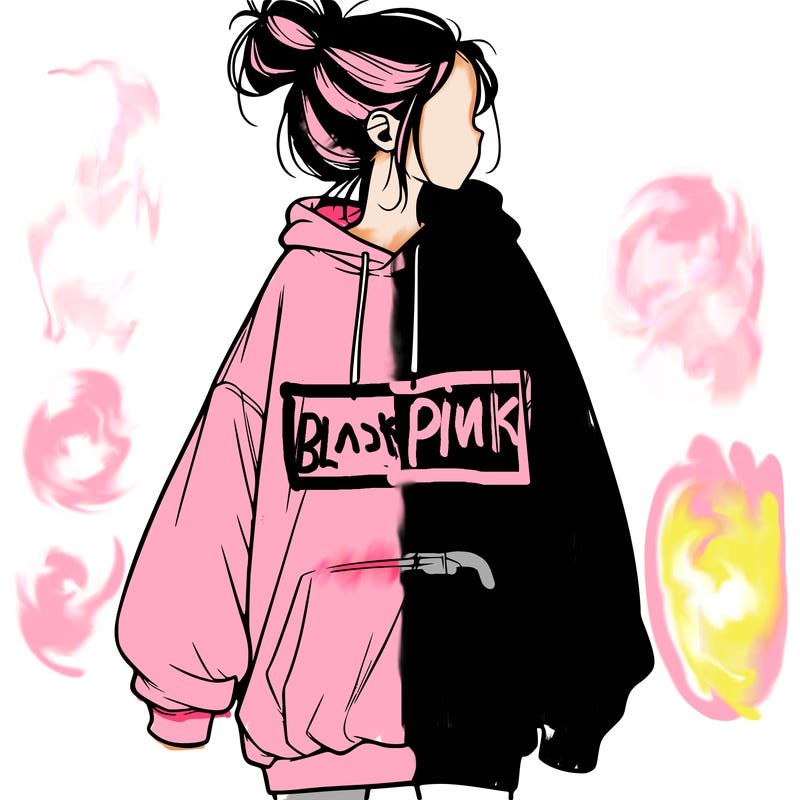 realistic girl with a oversized sweatshirt on and a bun