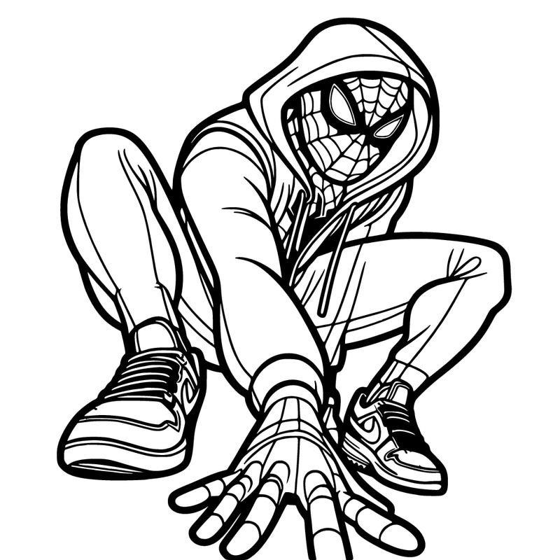 spiderman wearing nikes and a hoodie