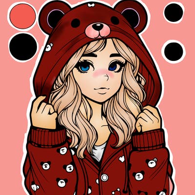 realistic girl in a animal pjs hoodie