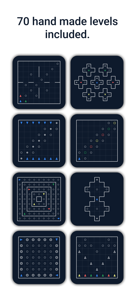 A preview of eight different minimalist logic puzzle levels from the Recursive programming game.