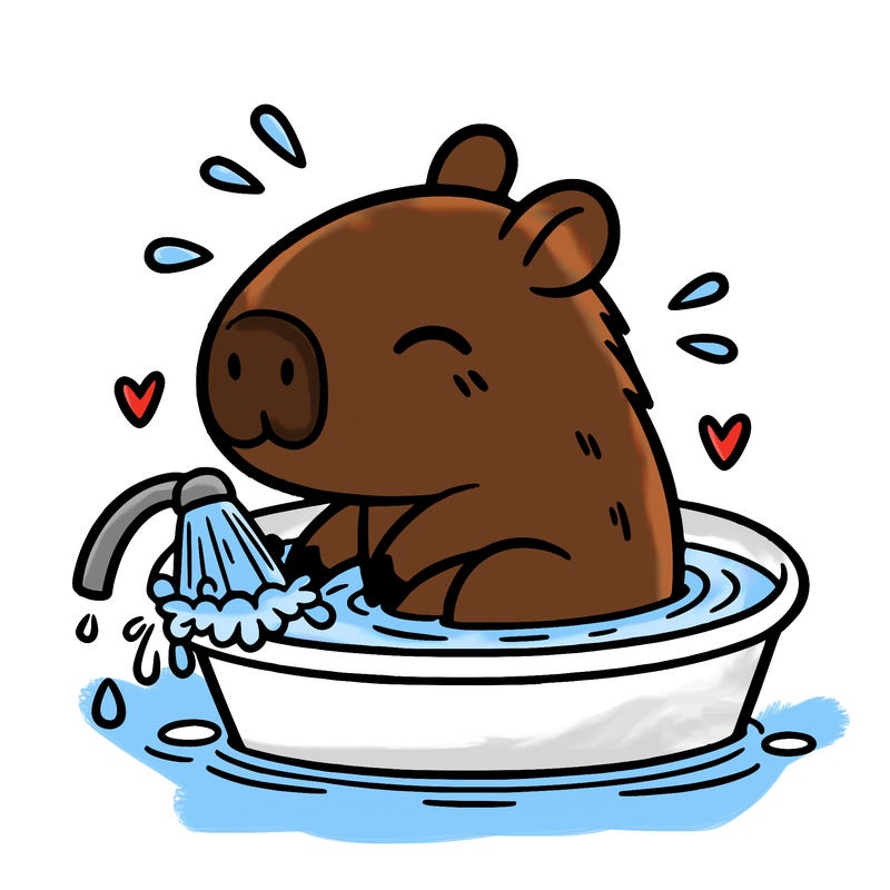 capybara taking a bath