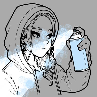 a realistic girl, spray painting
