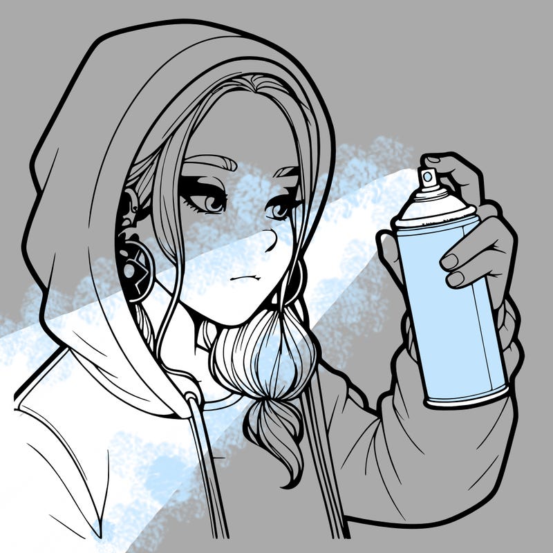 a realistic girl, spray painting