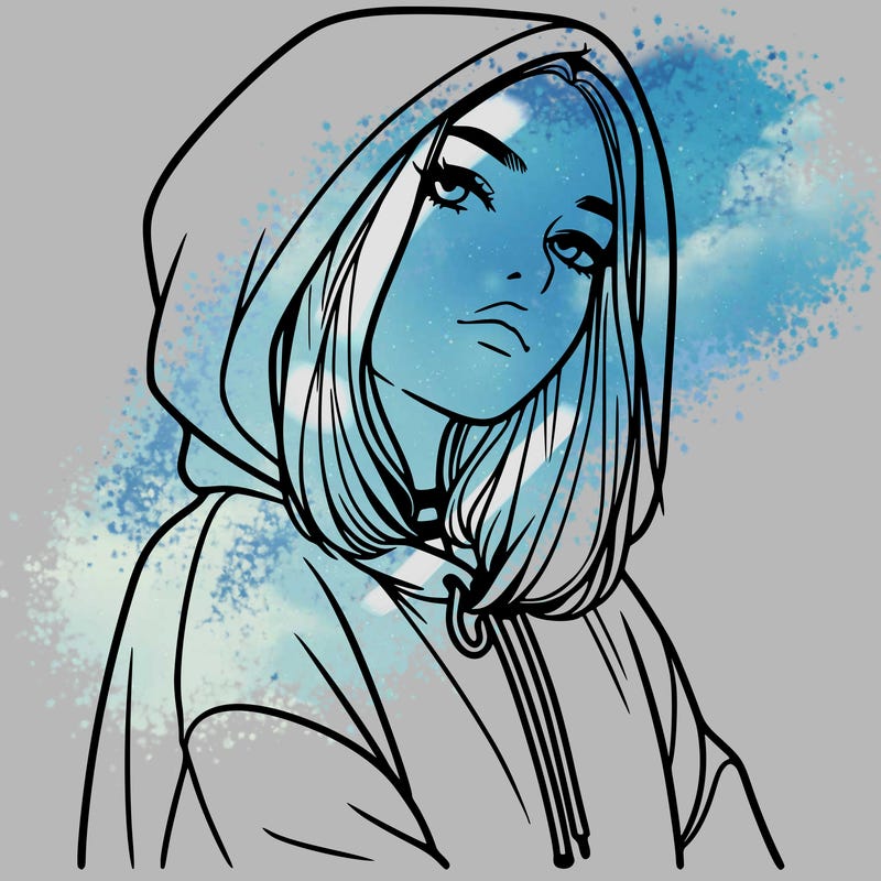 a realistic girl in a hoodie