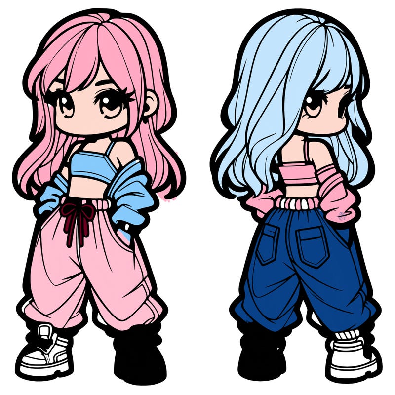 girl in crop top and baggy pants