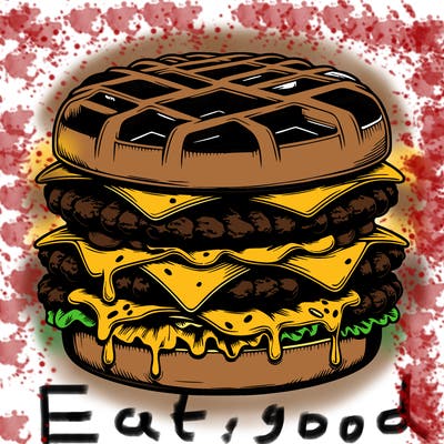 realistic waffle burger