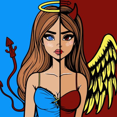 devil vs angel realistic girl