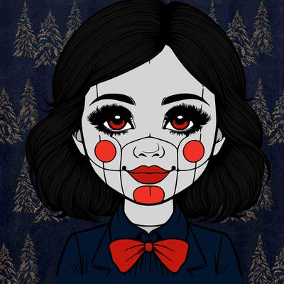 realistic girl with ventriloquist makeup