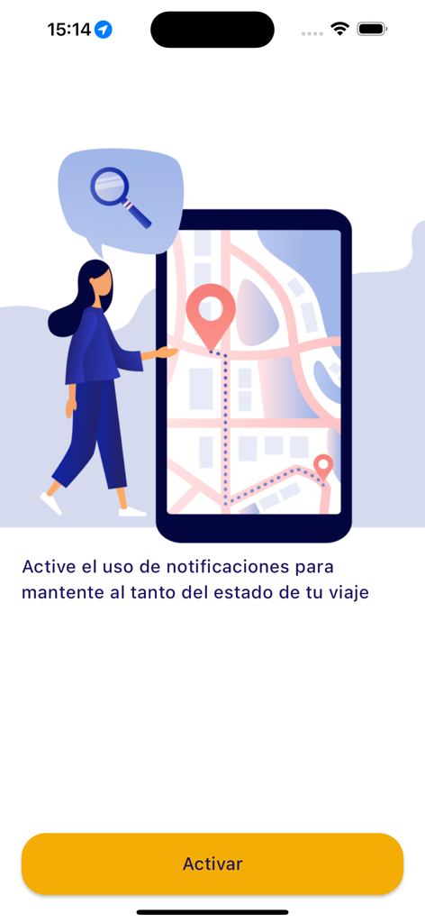 FASTLINE TAXI - Écran de l'application Fastline Taxi avec une demande d'activation des notifications pour les mises à jour du statut des trajets.