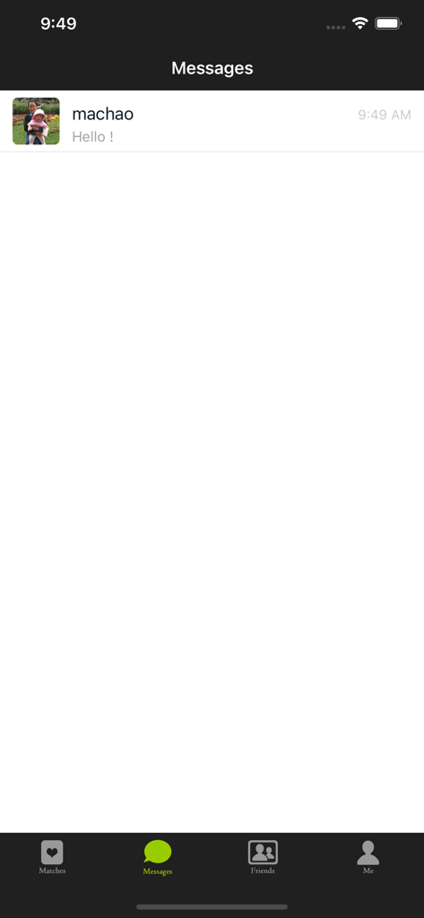 Synrey Bridge - The messages section of the Synrey Bridge app where players can chat with friends.