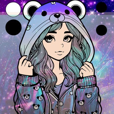 realistic girl in a animal pjs hoodie