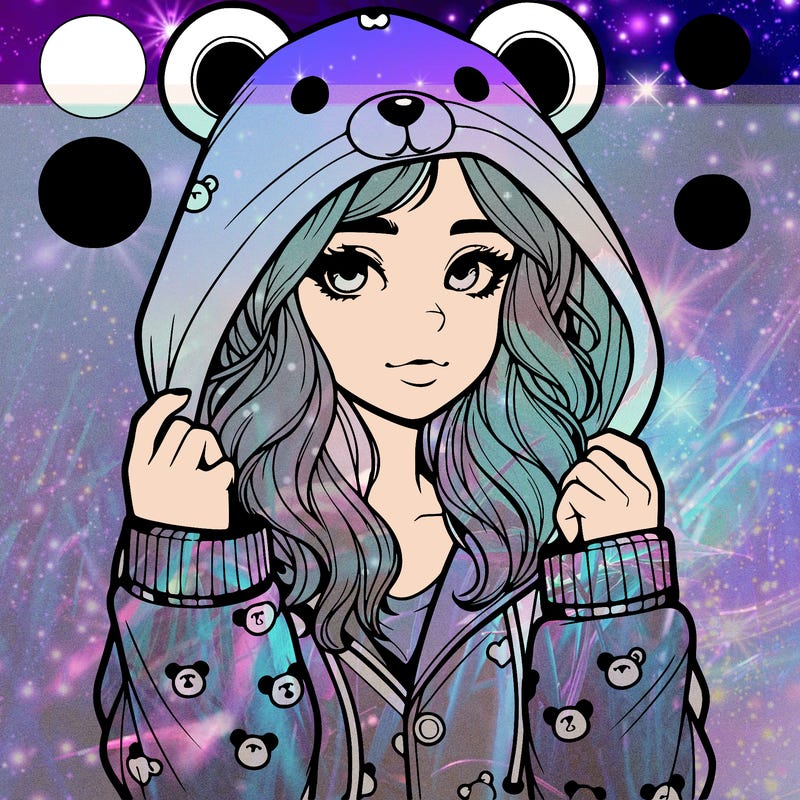 realistic girl in a animal pjs hoodie