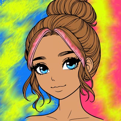realistic pretty girl with hair in bun