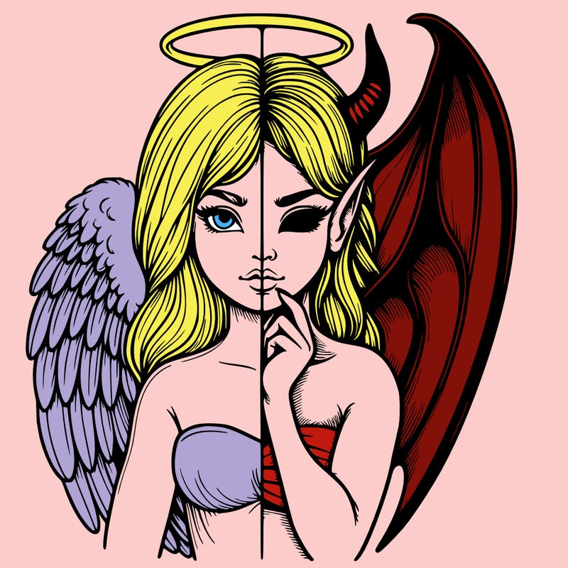 realistic angel half demon